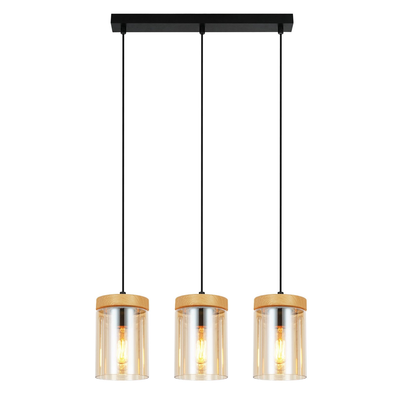 NETTLIFE Ruokapöydän riippuvalaisin, 3 liekkiä, vintage - lasia, E27, olohuoneen riippuvalaisin