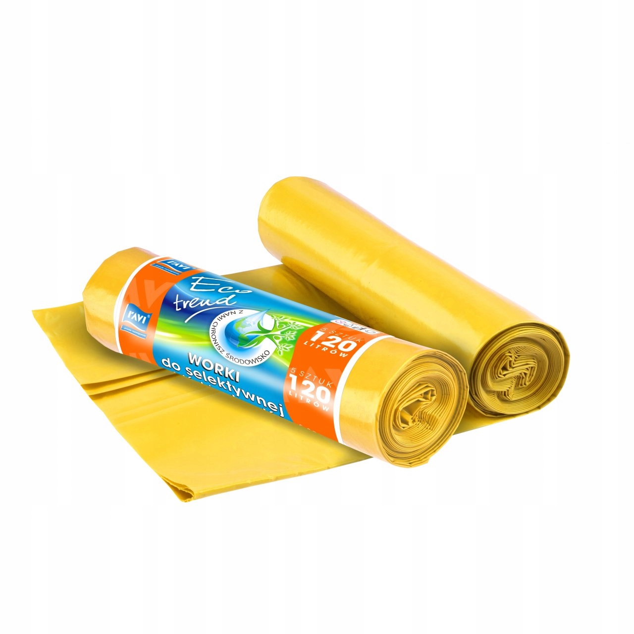 Keltaiset muoviset roskapussit erotteluun 120L