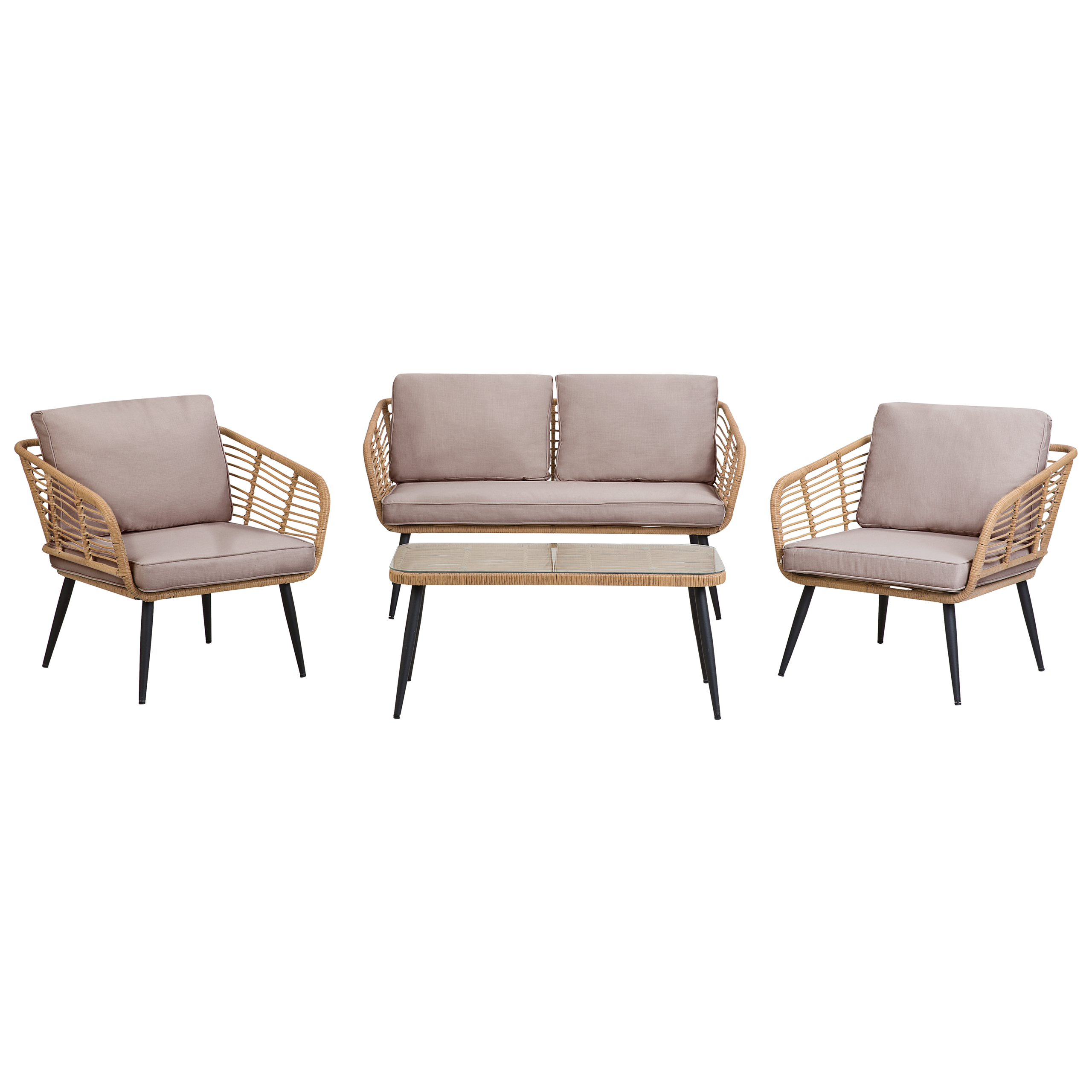 Ulkosohvaryhmä pöydällä 4-istuttava CORINTH II polyrottinki Luonnonväri