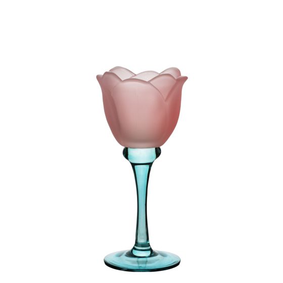 kynttilänjalka lasi Mondex Julietta 8x8x19 pinkki 1kpl