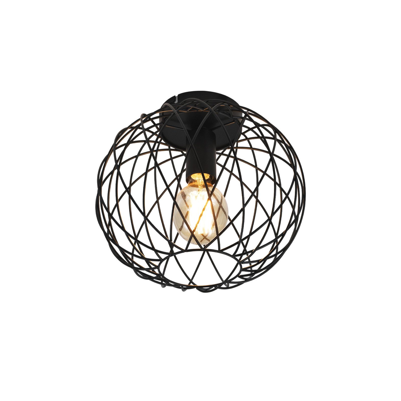 NETTLIFE musta Kattovalaisin, ruokailuhuoneen, häkkiruudukko Vintage, E27, metallinen Kattokohdevalaisin