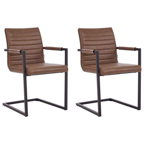 Kokoustuolisetti 2 kpl BUFORD keinonahka Ruskea