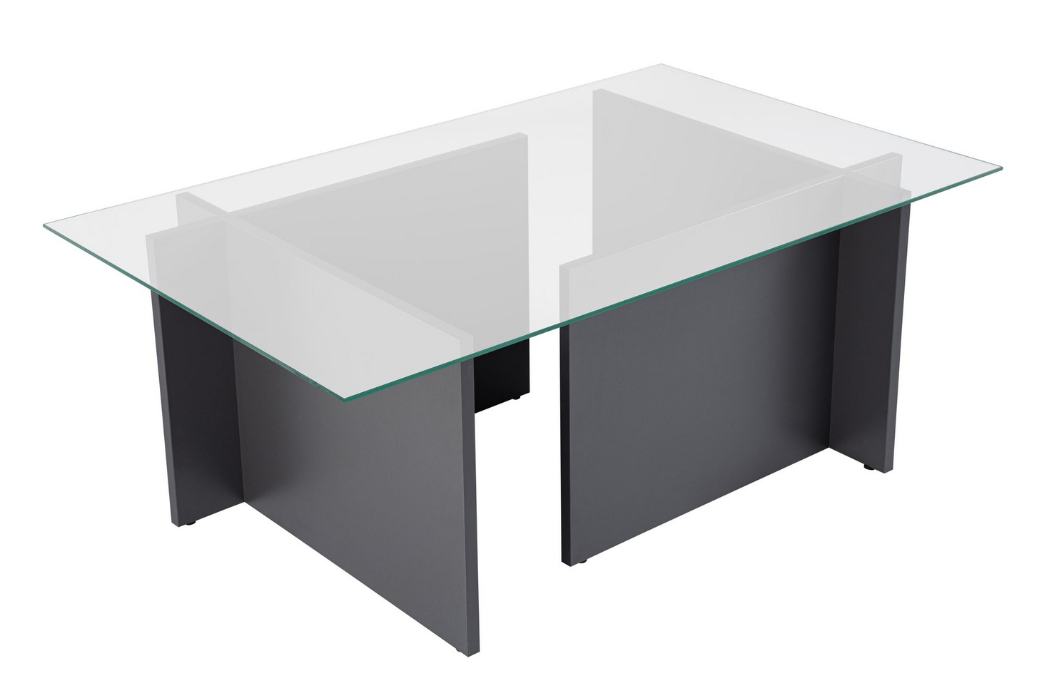 Norda Design Moderni sohvapöytä, 105 x 65 x 40 cm | 100 % karkaistu lasi ja melamiinipinnoitettu runko | Tyylikäs teollinen muotoilu