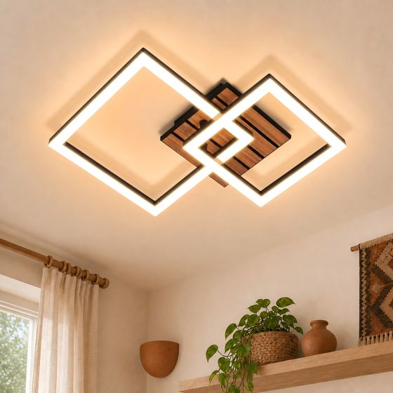 ZMH LED-kattovalaisin olohuoneeseen 14W 3000K moderni musta puudesign-kattovalaisin makuuhuoneeseen