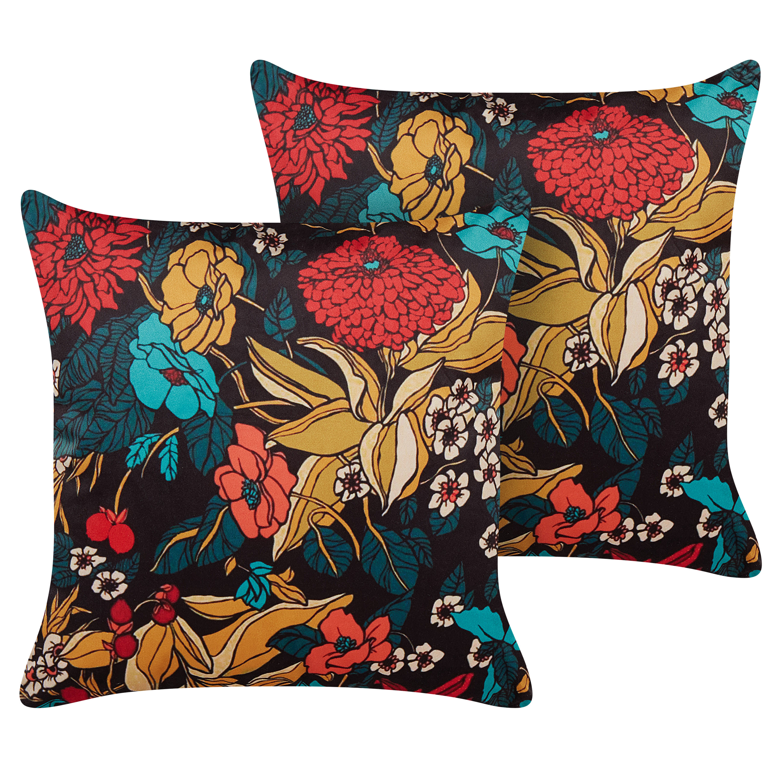 Koristetyynysetti 2 kpl PROTEA 45 x 45 cm Sametti Monivärinen Kukkakuvio