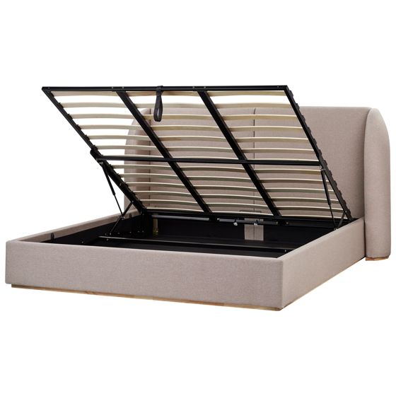 Sänky säilytystilalla kangas MONESTIER 180 x 200 cm Ruskeanharmaa