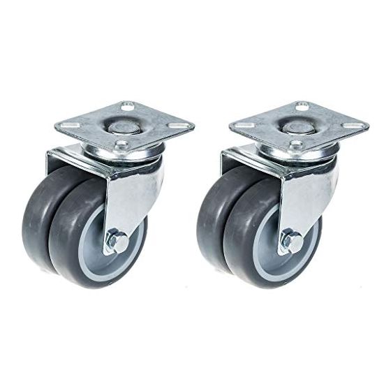 75mm 3" kaksoispyöräinen harmaa kumipyörä, kääntyvä 200kg kapasiteetti, 2 kpl:n sarja