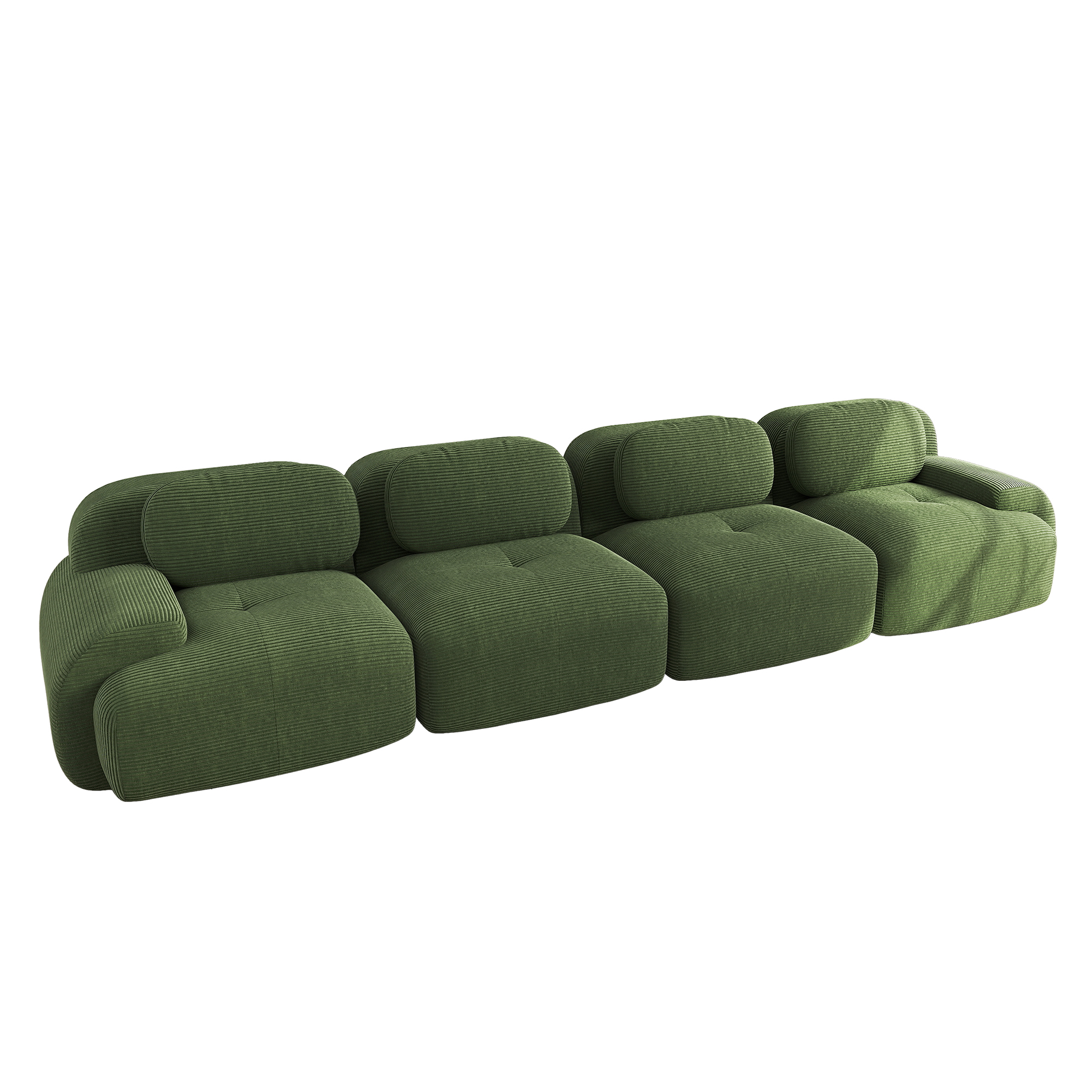 moduulisohva 4-paikkainen vihreä korduaanergonominen säädettävä