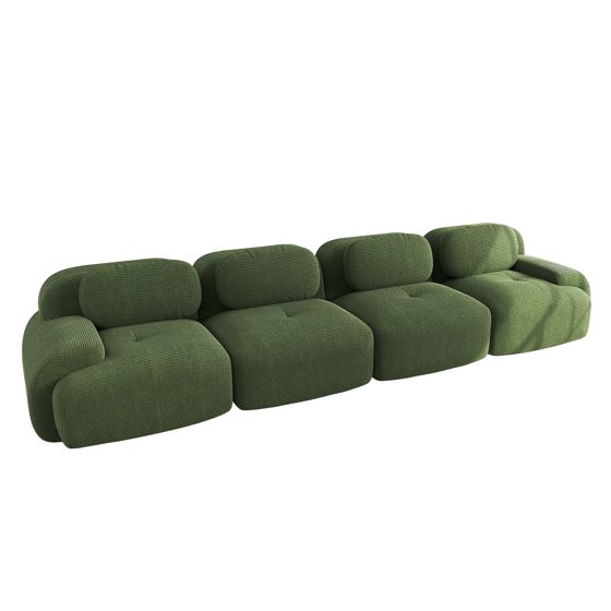 moduulisohva 4-paikkainen vihreä korduaanergonominen säädettävä