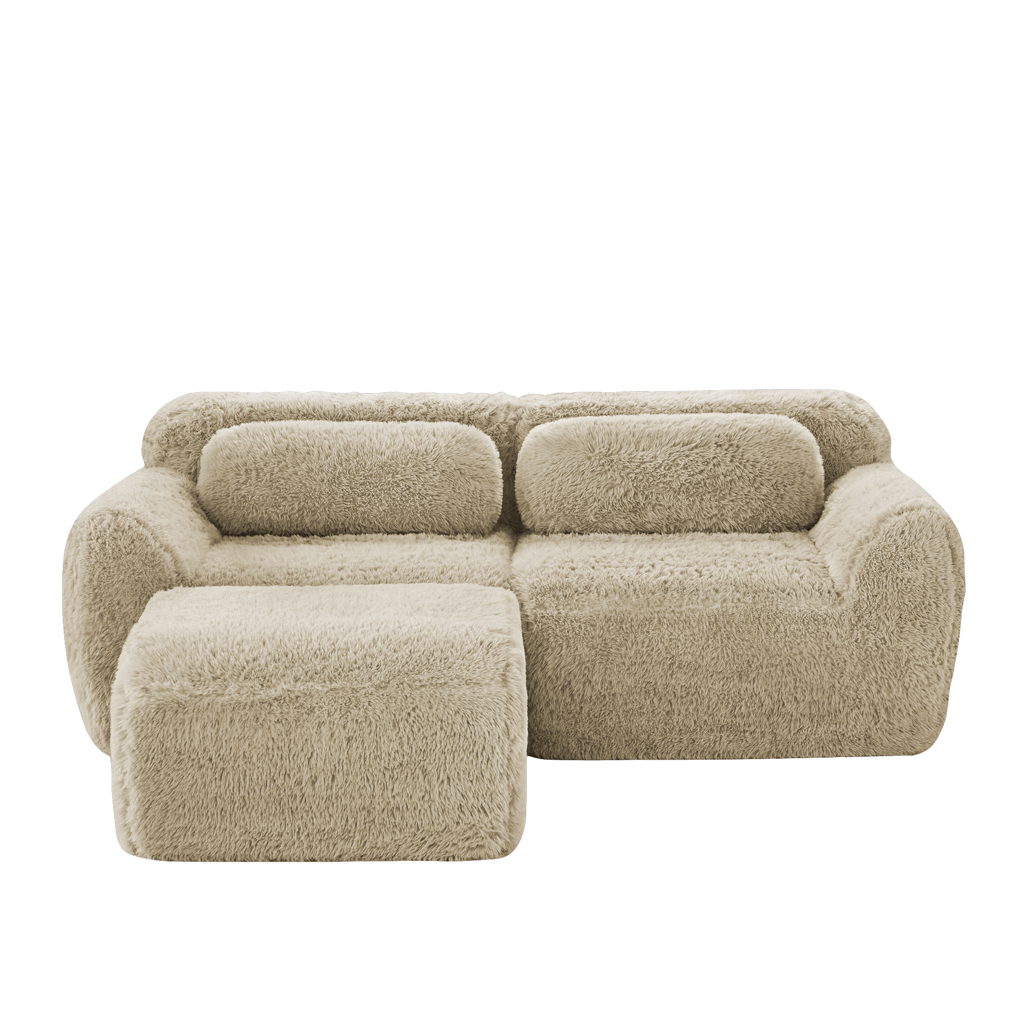 moduulisohva 2-paikkainen light khaki plush moderni pehmeä säädettävä