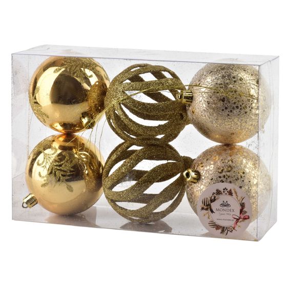 Joulukuusenpallot SANTA LILA 6 kpl muovia Ø 8 cm