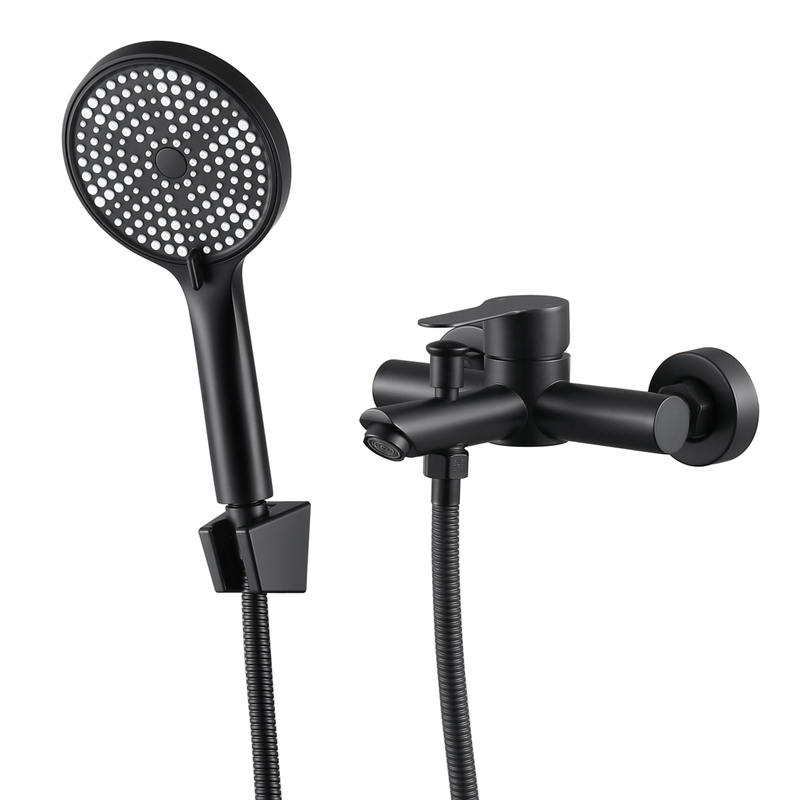 NETTLIFE Kylpyammeen asennoituva sekoitinpatteri, musta – Sisältää suihkutulppaan sekä suihkuttimen ja vivullisen sekoittimen