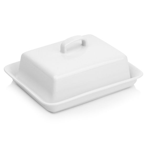 Valkoinen keraaminen voikuppi