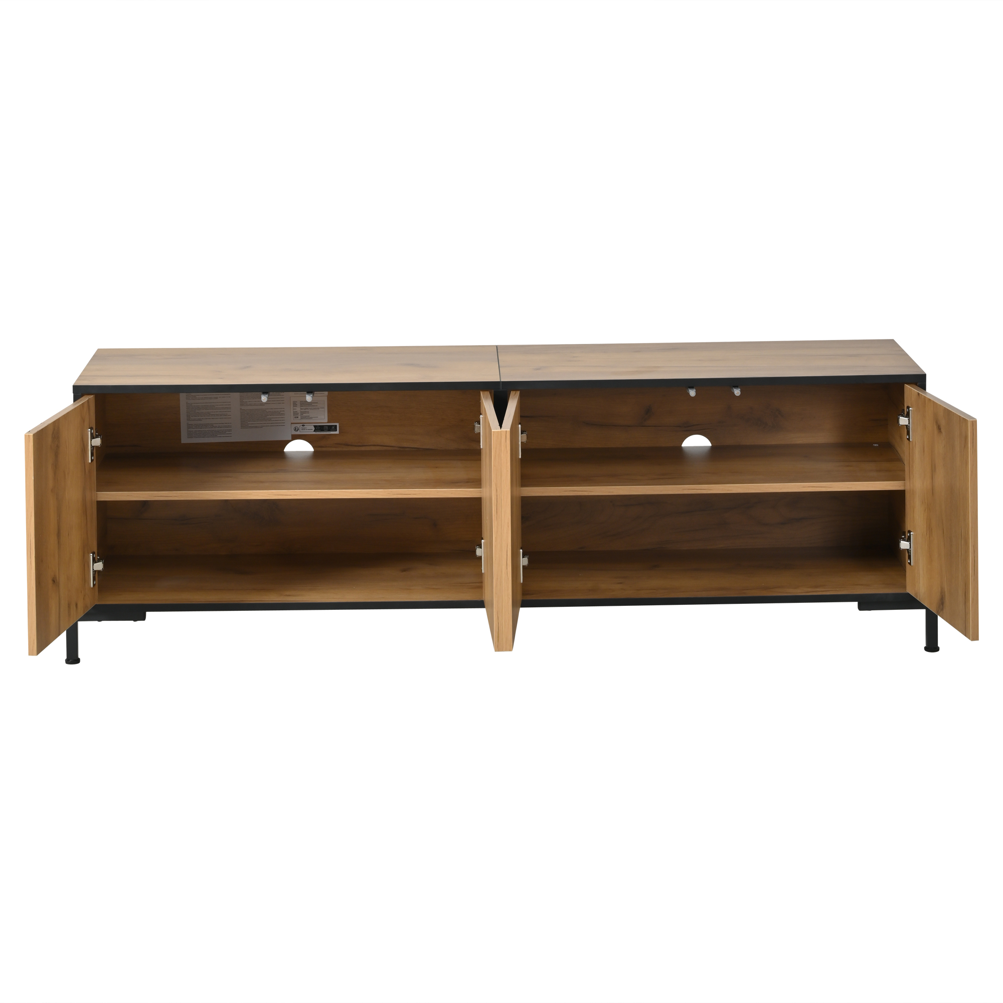 TV-taso 153x40x50 cm luonnollisen puun värinen MDF säilytyksellä ja geometrisella suunnittelulla