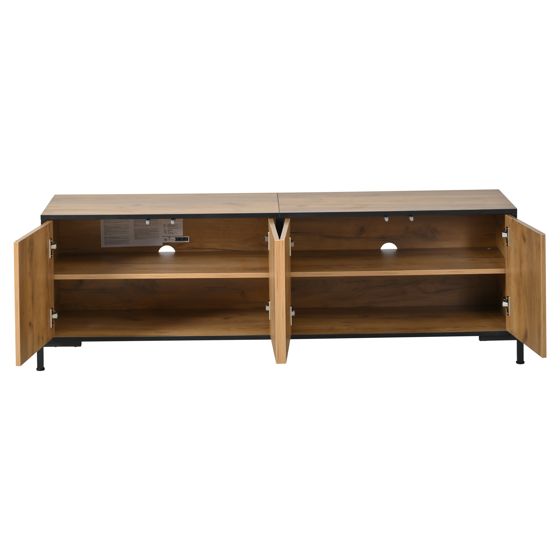 TV-taso 153x40x50 cm luonnollisen puun värinen MDF säilytyksellä ja geometrisella suunnittelulla