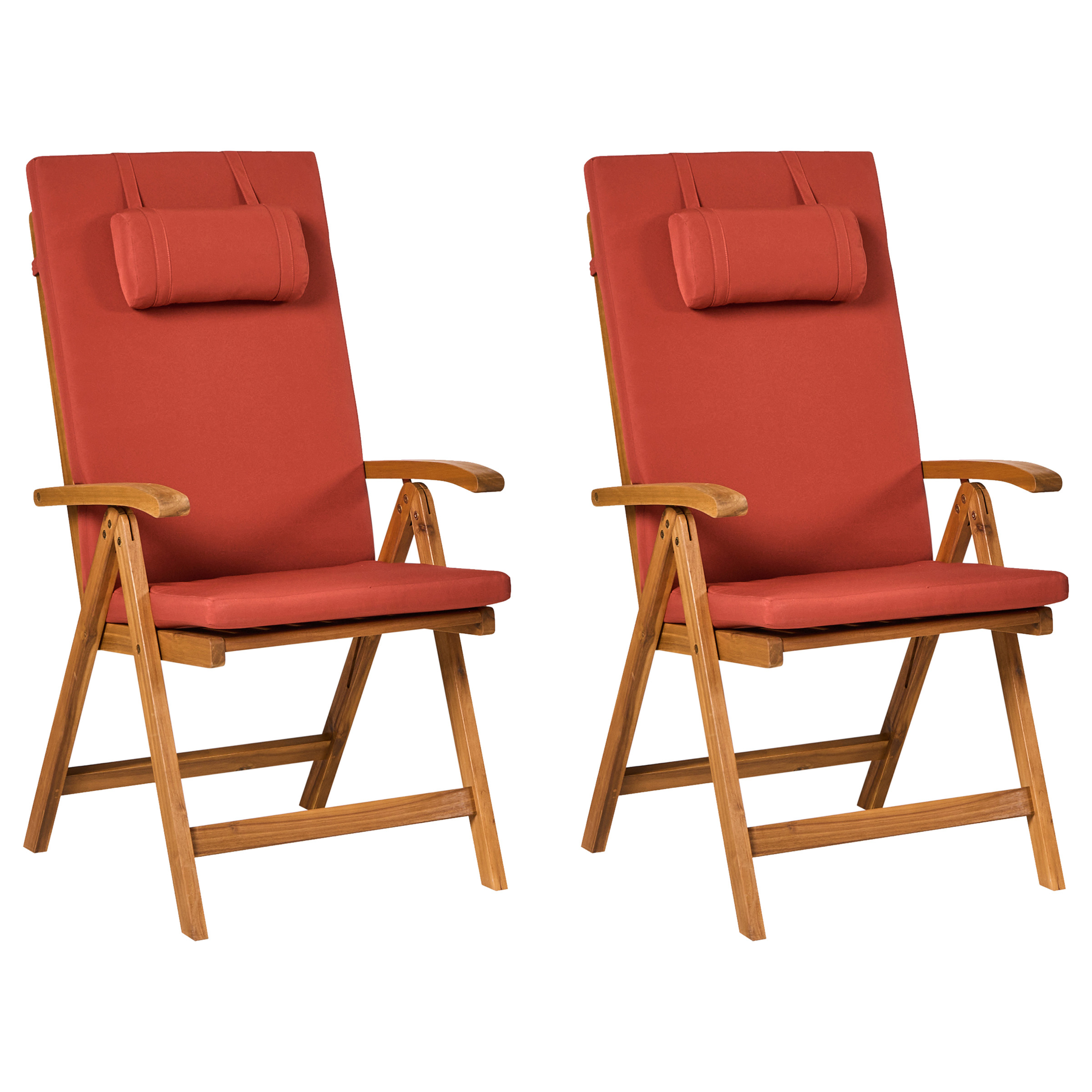 Puutarhatuolisetti pehmusteilla 2 kpl JAVA PREMIUM akaasia Punainen