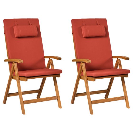 Puutarhatuolisetti pehmusteilla 2 kpl JAVA PREMIUM akaasia Punainen