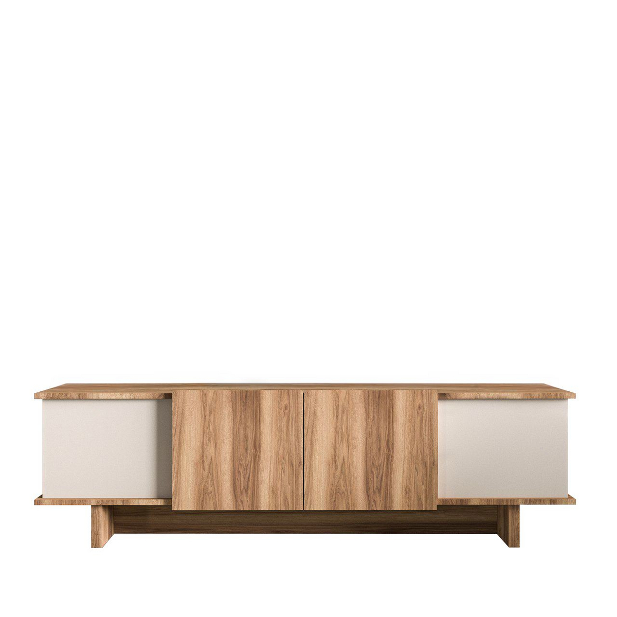Norda Design Moderni TV-taso seinäkiinnitysmahdollisuudella, 180 x 50 x 33 cm | 100 % melamiinipinnoitettu lastulevy | Tyylikäs muotoilu useilla hyllyillä