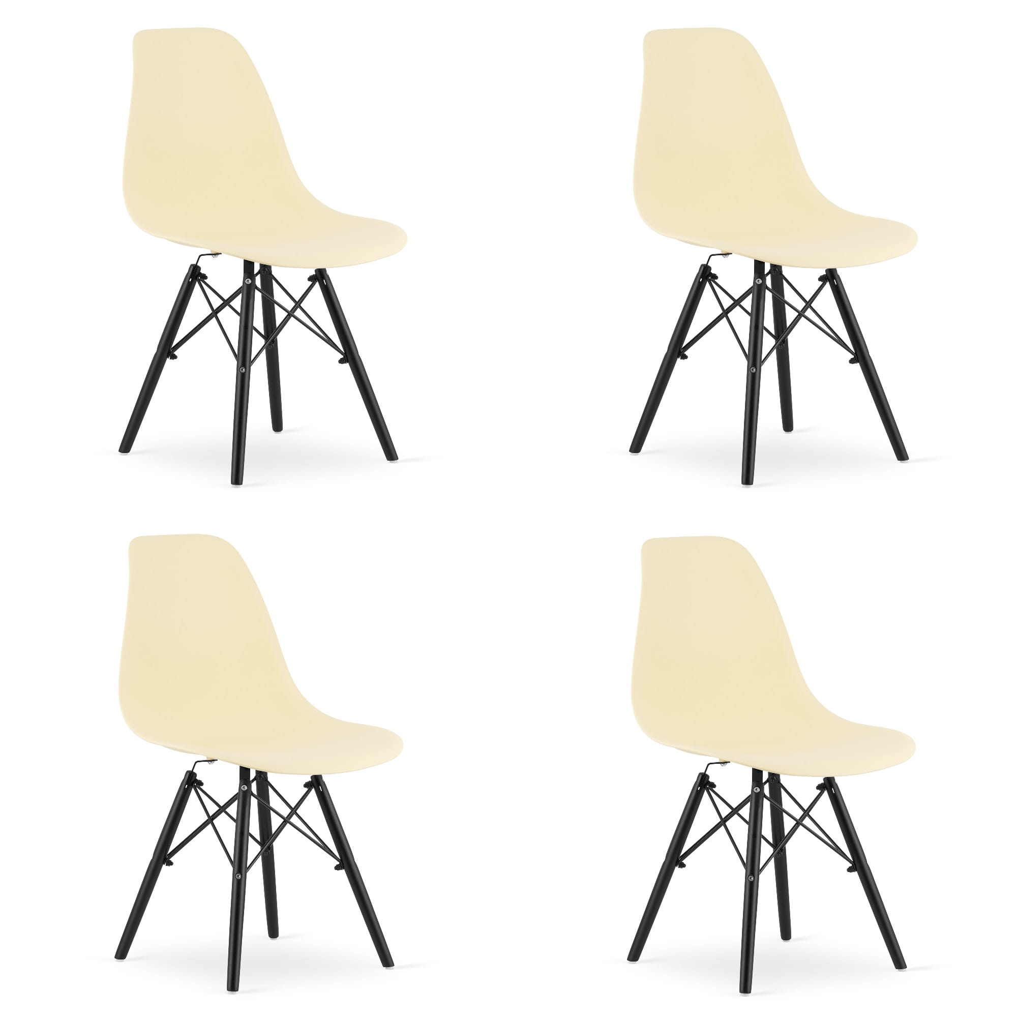 OSAKA-tuoli, kermanvalkoinen, mustat jalat (4 kpl)