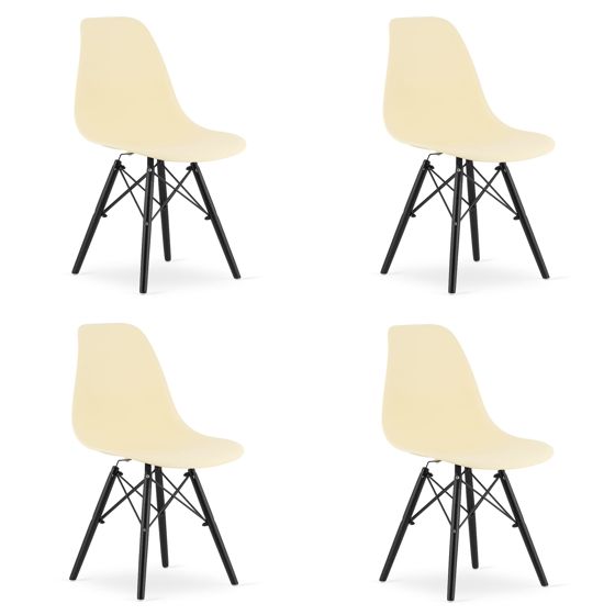 OSAKA-tuoli, kermanvalkoinen, mustat jalat (4 kpl)