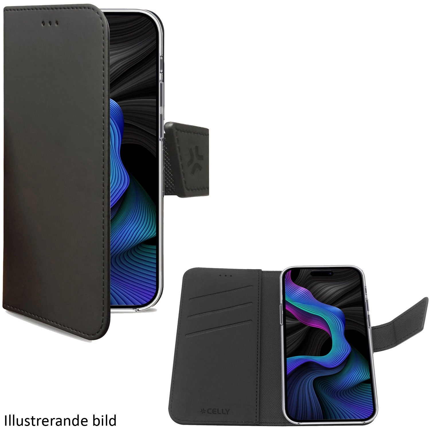 Wally Wallet Case iPhone 16 musta