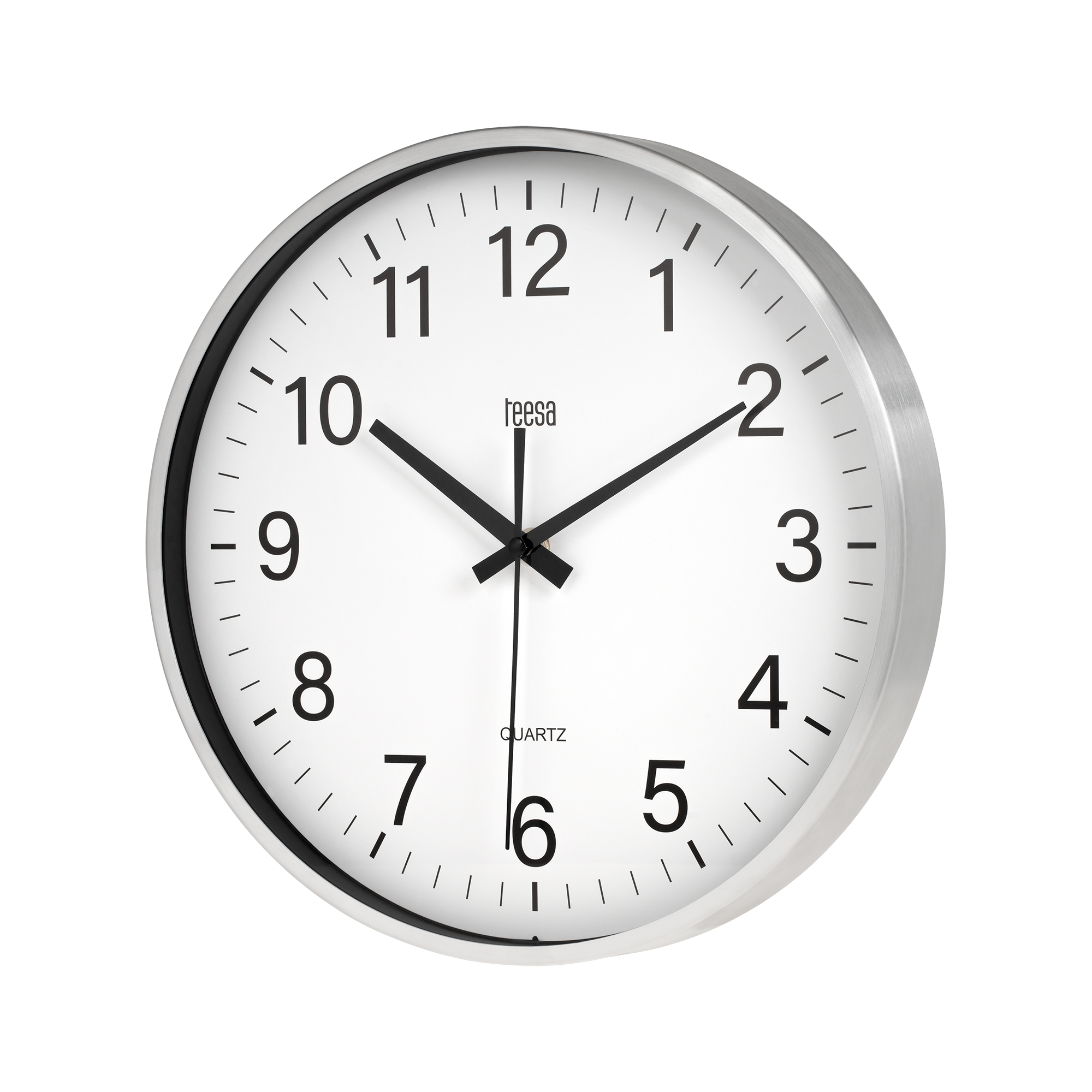 Seinäkello 30 cm Teesa hopeinen moderni äänetön