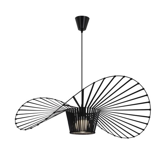 NETTLIFE moderni riippuvalaisin, E27 musta, halkaisija 80cm polykarbonaattihattukuvio, max. 40W olohuoneeseen, ruokailutilaan Keittiöön, ilman