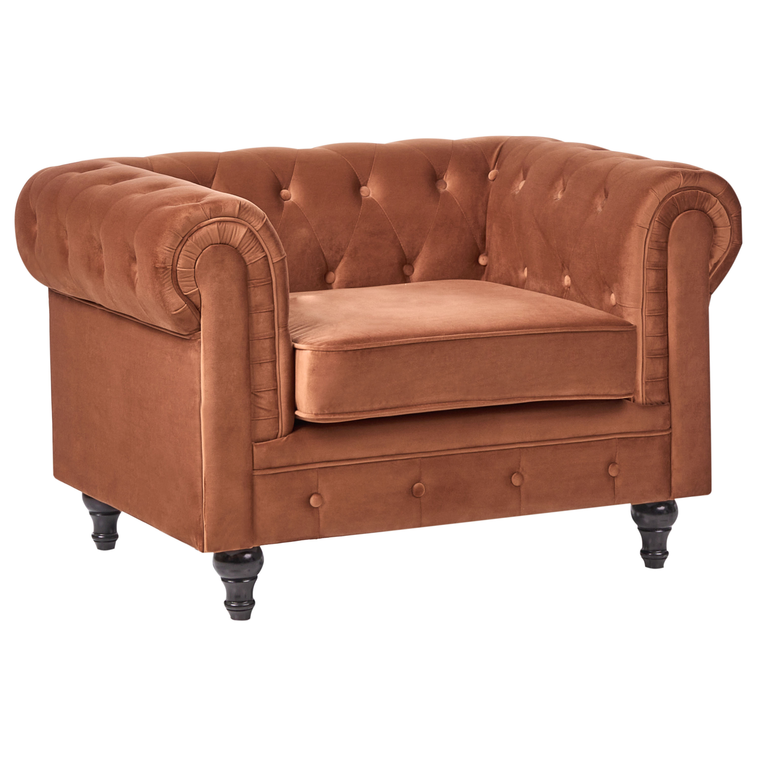 Nojatuoli CHESTERFIELD Sametti Kullanruskea
