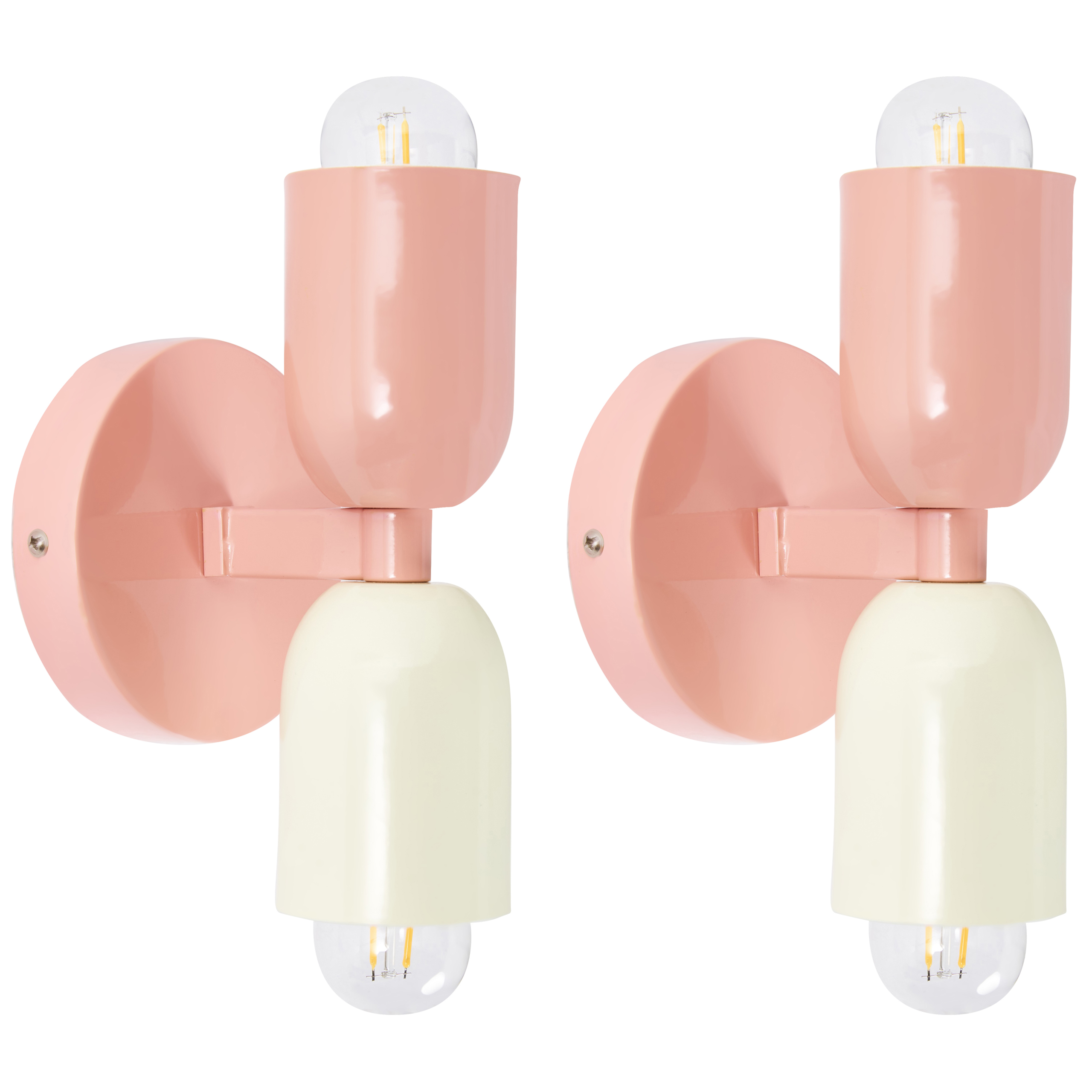 Seinävalaisinsetti 2 kpl TOPI metalli Pastellipinkki