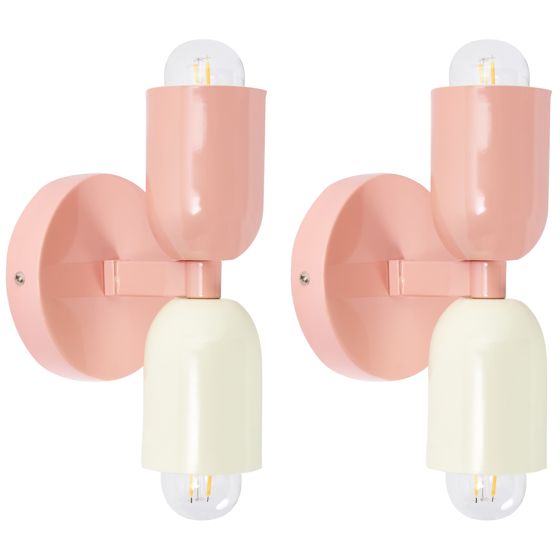 Seinävalaisinsetti 2 kpl TOPI metalli Pastellipinkki