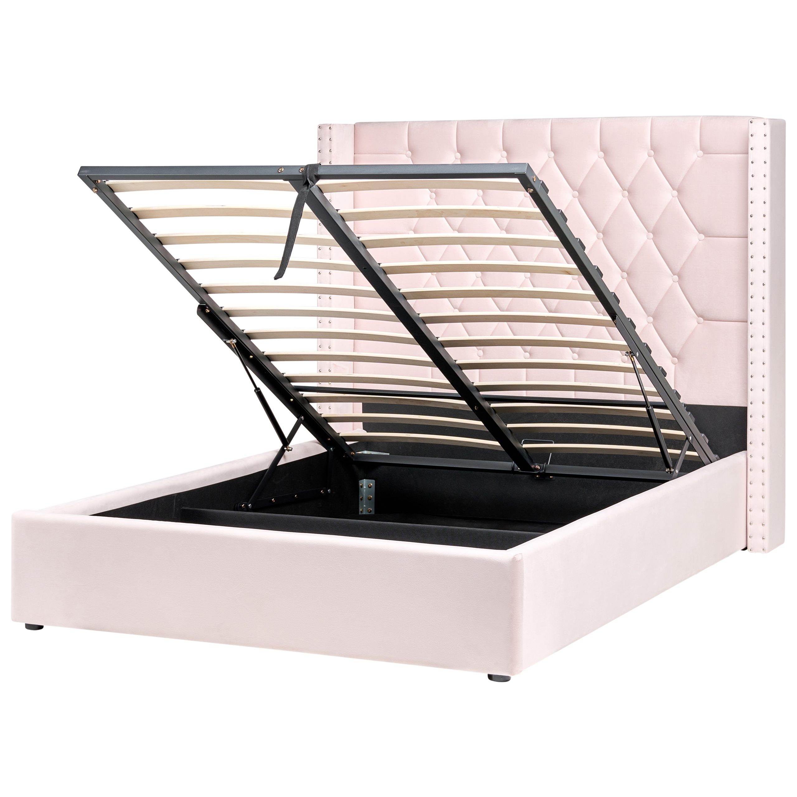 Sänky säilytystilalla sametti LUBBON 140 x 200 cm Pastellipinkki Vaaleanpunainen