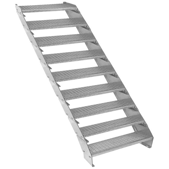 Säädettävät 9-osaiset galvanoidut portaat - 900 mm leveät