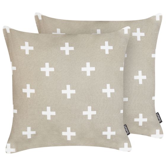 Koristetyynysetti 2 kpl VELLEIA puuvilla 45 x 45 cm Ruskeanharmaa Geometrinen kuvio