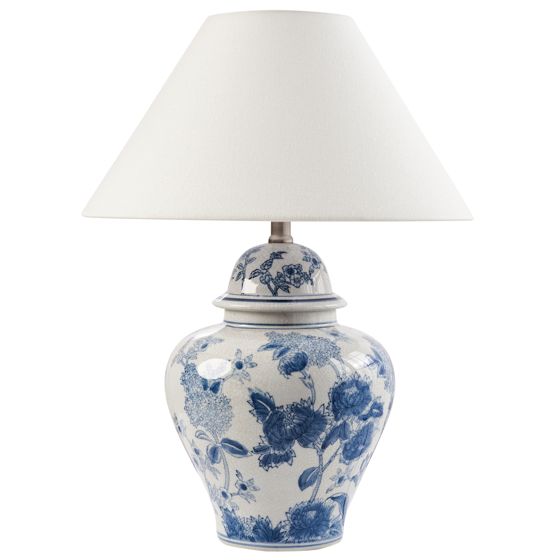 Pöytävalaisin SORRAIA posliini Valkoinen/sininen