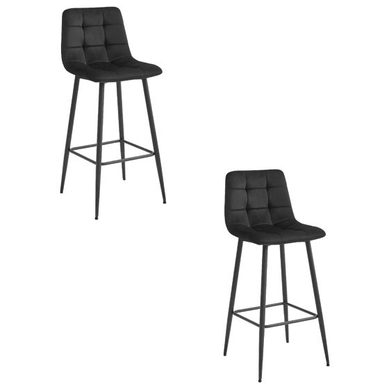 ARCETO jakkara - musta sametti / mustat jalat x 2