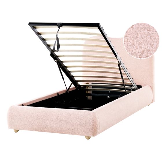 Sänky säilytystilalla buklee BLAGNAC 90 x 200 cm Vaaleanpunainen