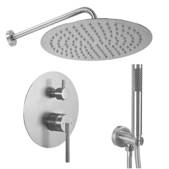 REA piiloasennettava suihkusetti Argon + BOX harjattu nikkeli, 25x25x100cm