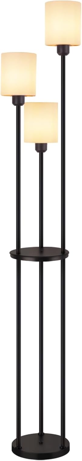 NETTLIFE Lattiavalaisin olohuone E27 vintage valkoinen 3 lamppua kangasvarjostin jalkakytkin