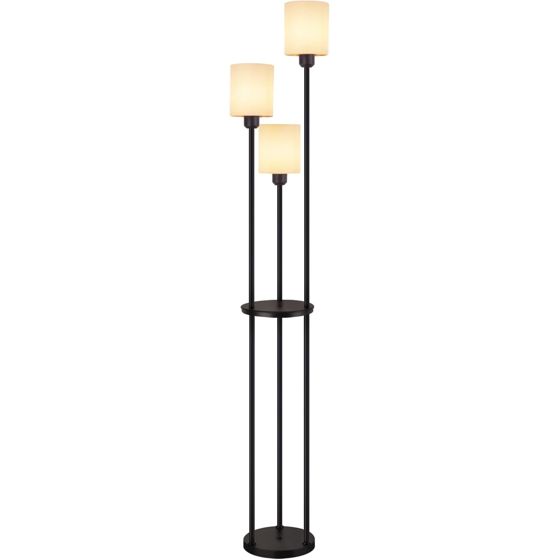 NETTLIFE Lattiavalaisin olohuone E27 vintage valkoinen 3 lamppua kangasvarjostin jalkakytkin