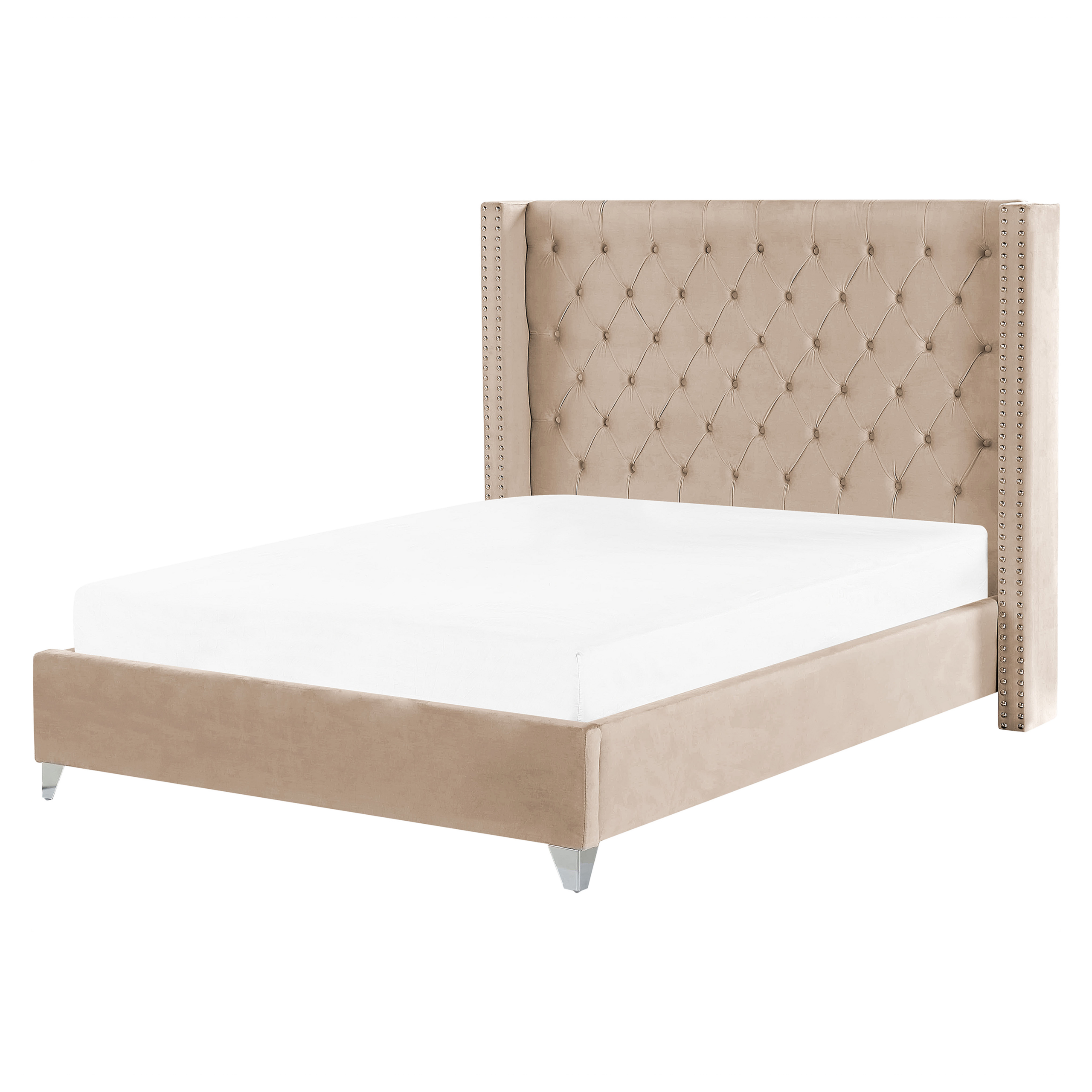 Sänky Sametti LUBBON 160 x 200 cm Beige