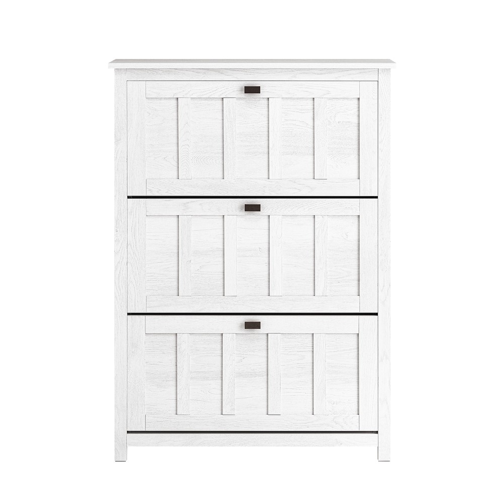 SoBuy Ekologinen Kenkäkaappi 3-lokerolla kestävästä materiaalista valkoinen FSR162-W