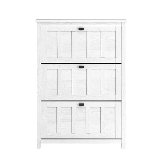 SoBuy Ekologinen Kenkäkaappi 3-lokerolla kestävästä materiaalista valkoinen FSR162-W