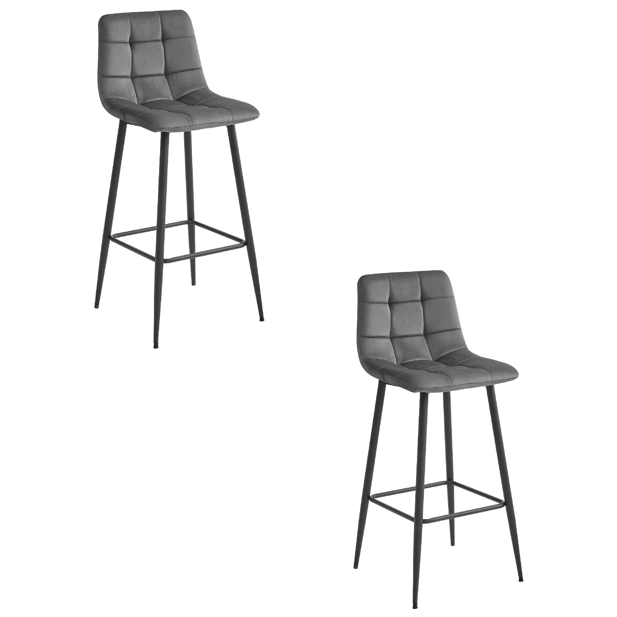 ARCETO-baarijakkara, tummanharmaa sametti, mustat jalat (2 kpl)