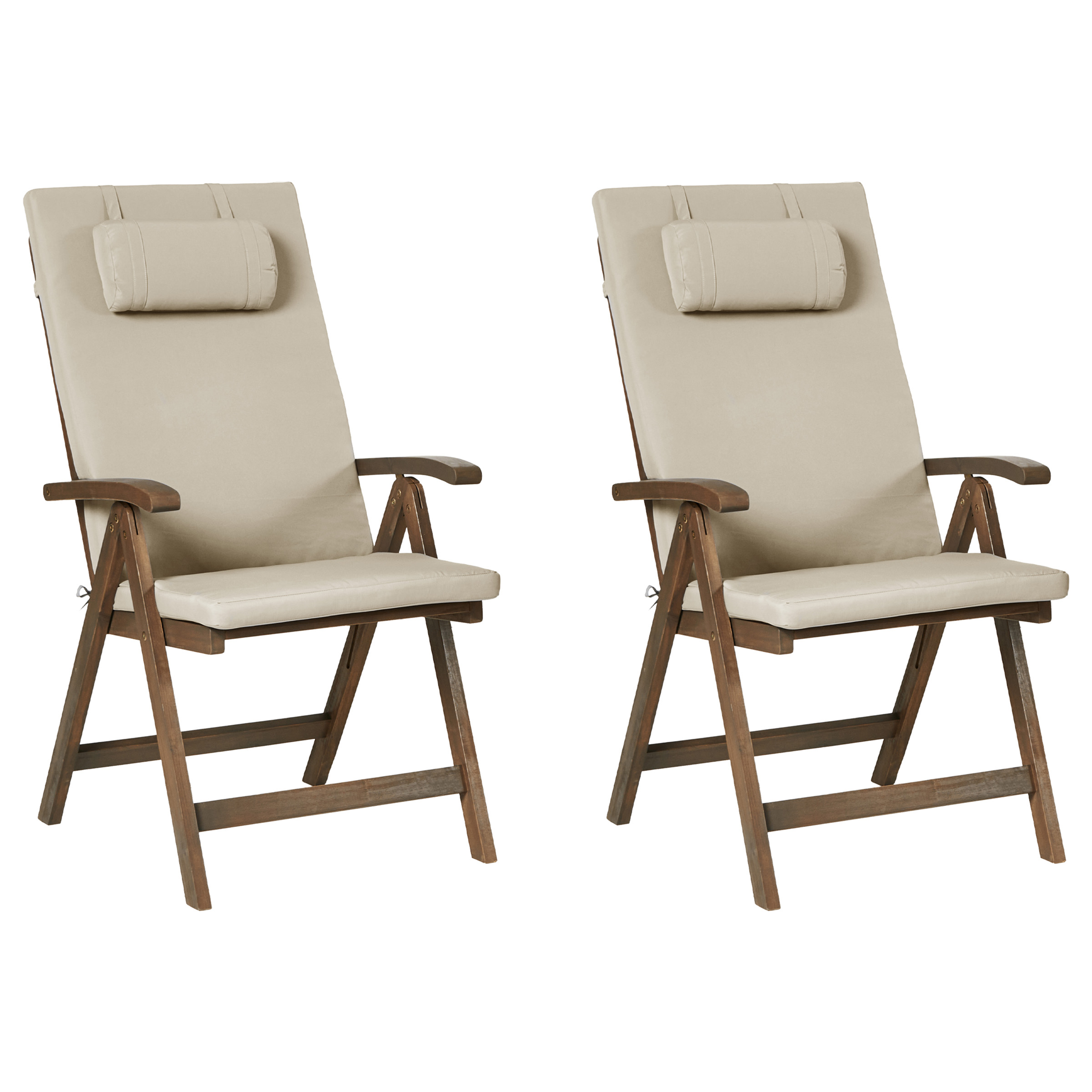 Puutarhatuolisetti pehmusteilla 2 kpl AMANTEA PREMIUM akaasia Ruskeanharmaa