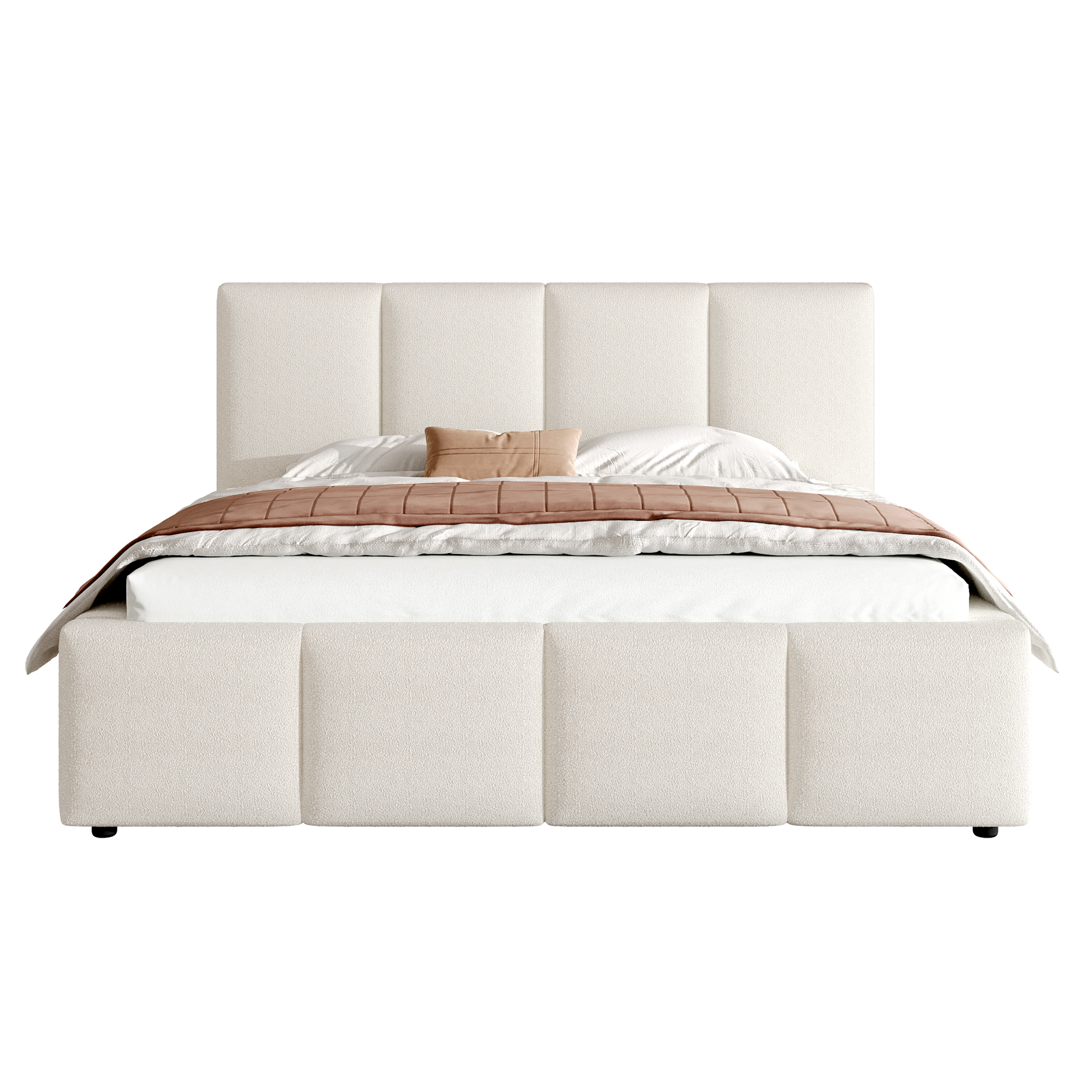 sänky 160x200 cm turva-aidat säleikkö beige bouclé