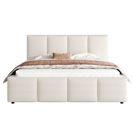 sänky 160x200 cm turva-aidat säleikkö beige bouclé
