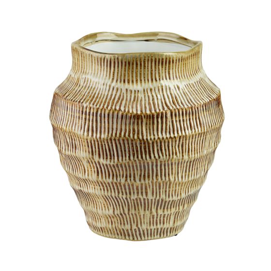 Maljakko MANON beige-ruskea lasitettua keramiikkaa 18x25x28 cm