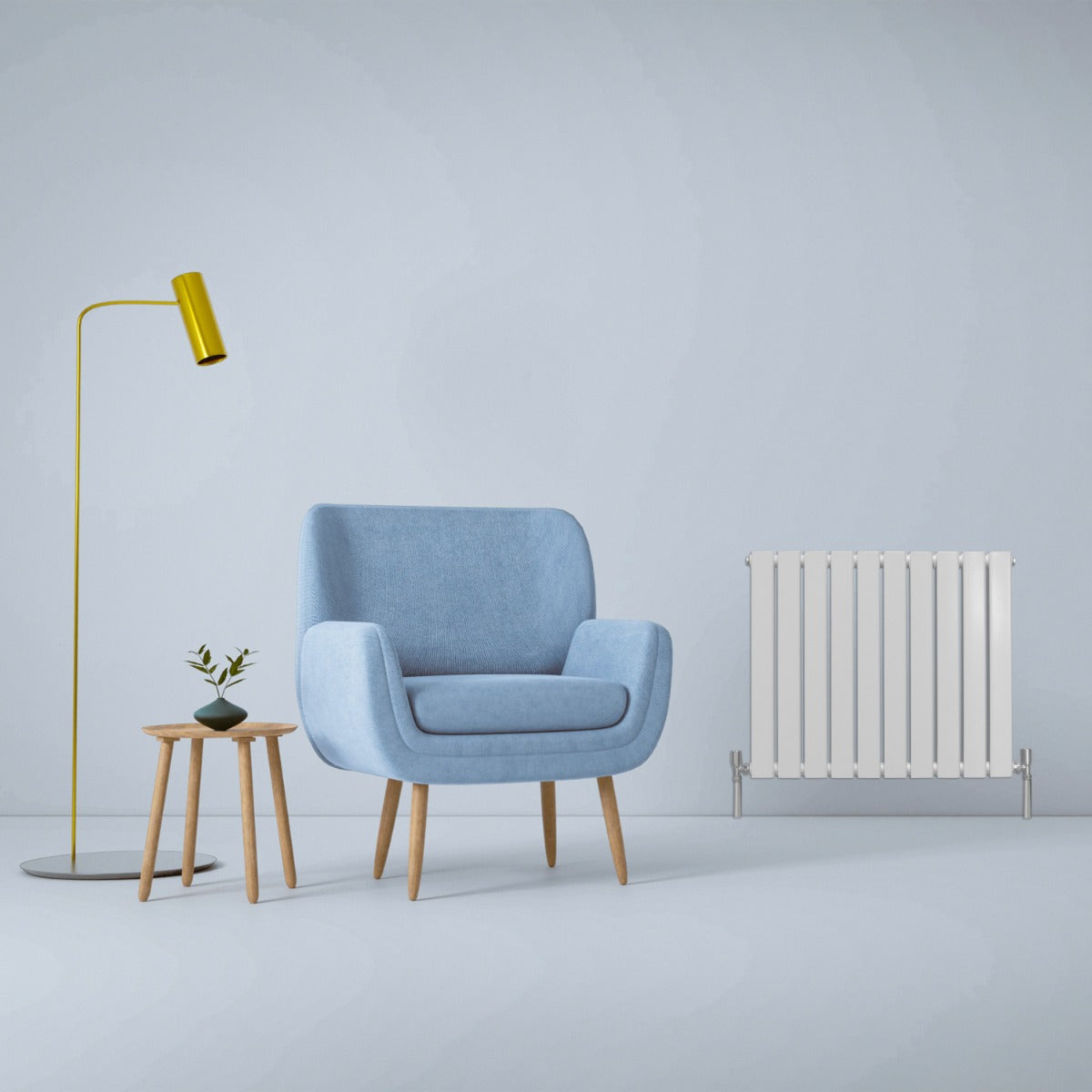 Design-litteä patteri kiiltävän valkoinen 600 mm x 700 mm