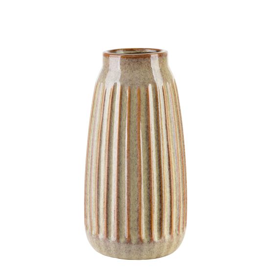 MONDEX keramiikkamaljakko, beige, kohokuvioitu, 15 x 15 x 28,5 cm