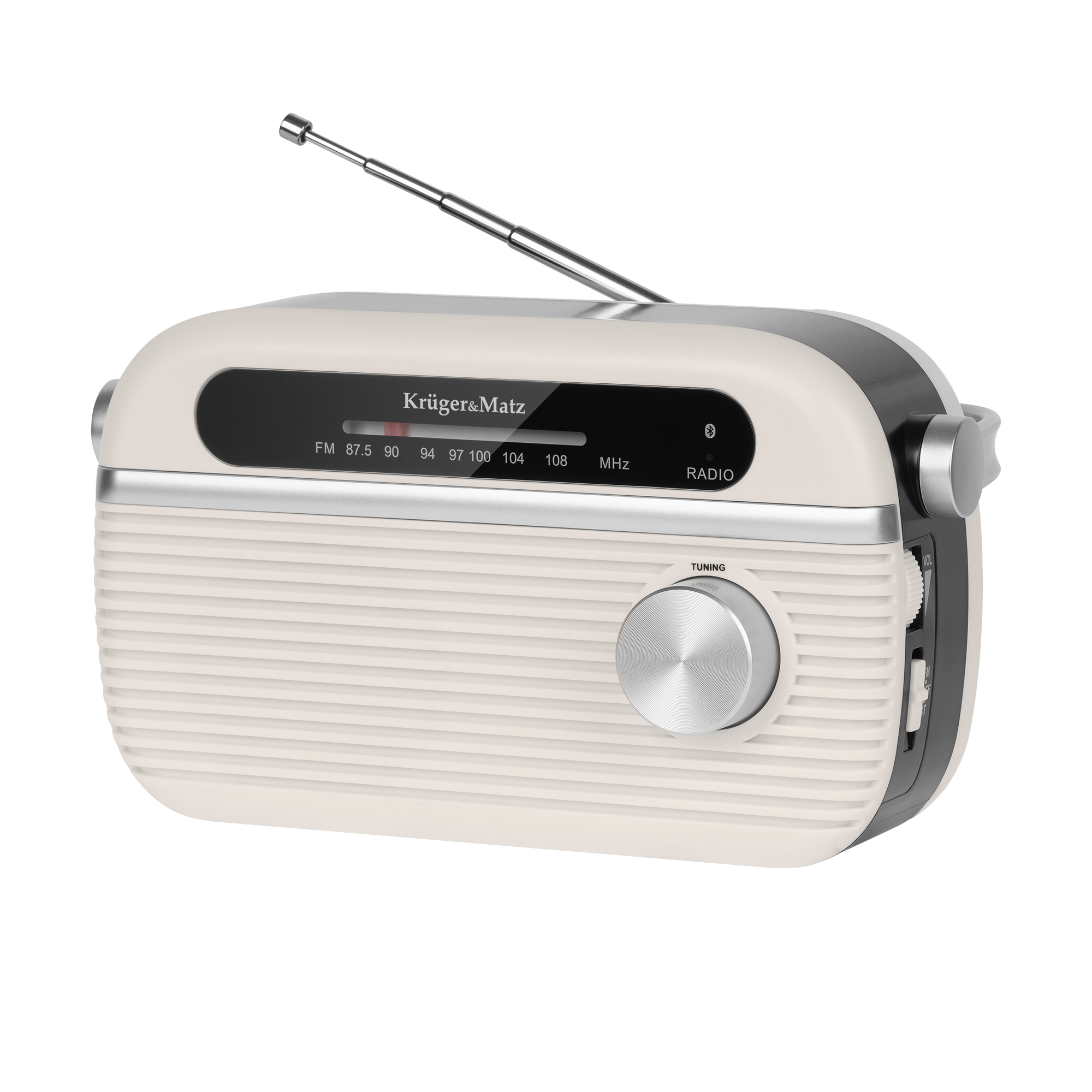 Kannettava analoginen radio, 5 V virtalähde tai Kruger&Matz Bluetooth -akut